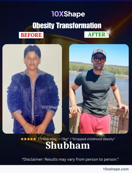 Transformation poster: From 95kg to 73kg, dropped childhood obesity